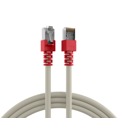 RJ45 Patchkabel Cat.5e SF/UTP PVC -- Tülle rot CCA crossed grau 1m