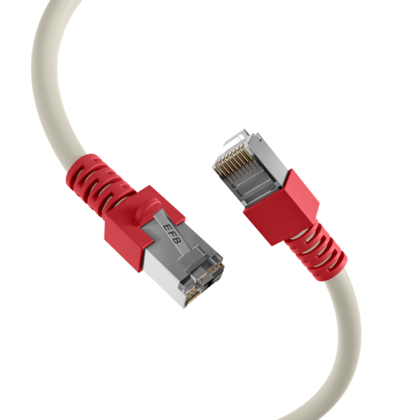 RJ45 Patchkabel Cat.5e SF/UTP PVC -- Tülle rot CCA crossed grau 1m