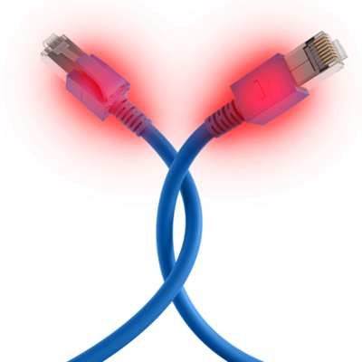 RJ45 Patchkabel Cat.6A S/FTP FRNC -- VC LED blau 10m