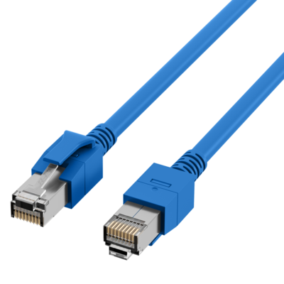 RJ45 Patchkabel Cat.6A S/FTP FRNC -- VC LED blau 15m