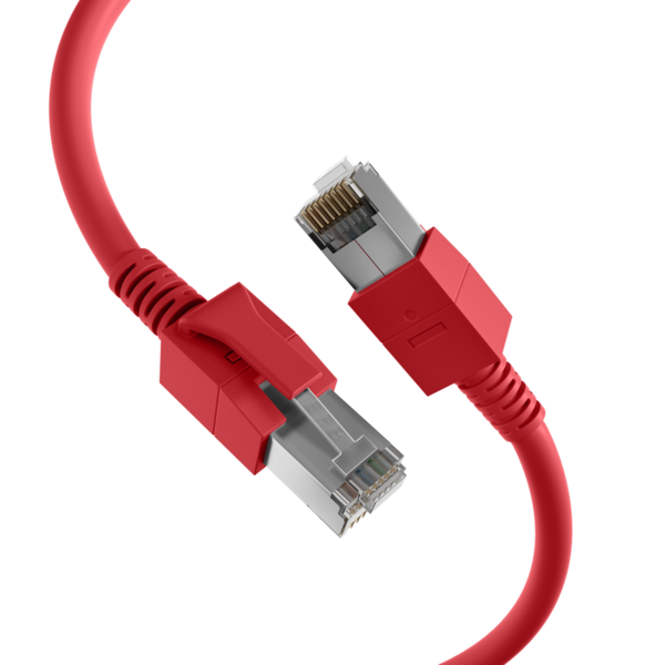 RJ45 Patchkabel Cat.6A S/FTP FRNC, VC LED rot 1,5m