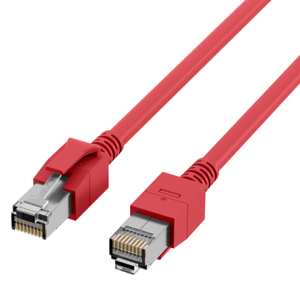 RJ45 Patchkabel Cat.6A S/FTP FRNC, VC LED rot 1,5m
