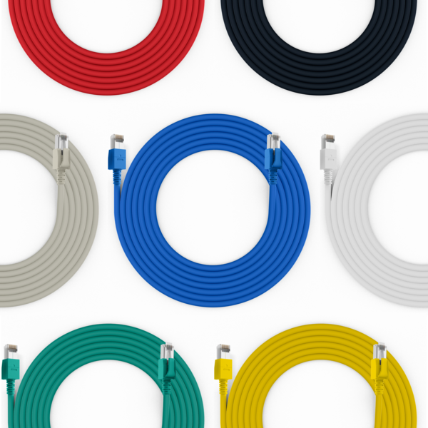 RJ45 Patchkabel Cat.6A S/FTP FRNC, VC LED rot 10m