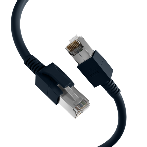 RJ45 Patchkabel Cat.6A S/FTP FRNC -- VC LED schwarz 10m