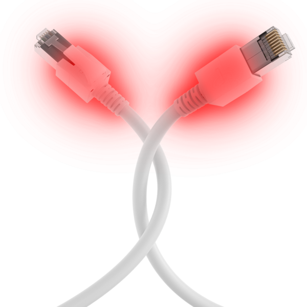 RJ45 Patchkabel Cat.6A S/FTP FRNC, VC LED weiß 1,5m