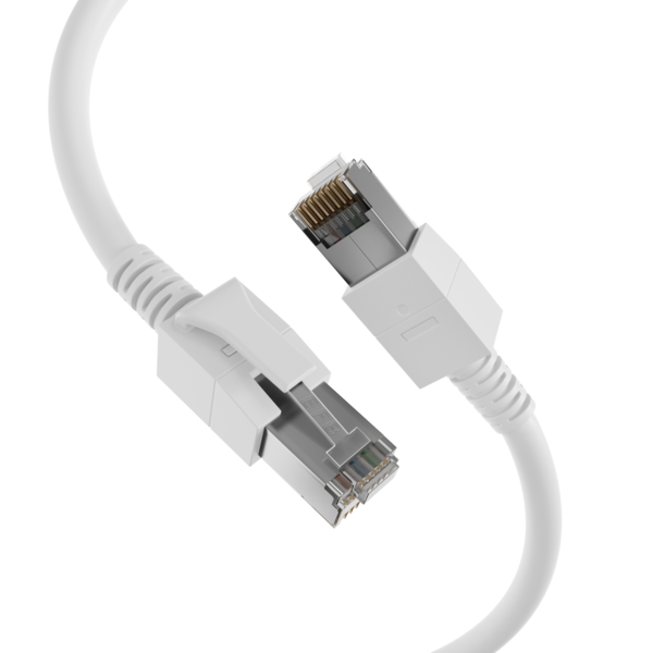 RJ45 Patchkabel Cat.6A S/FTP FRNC, VC LED weiß 10m