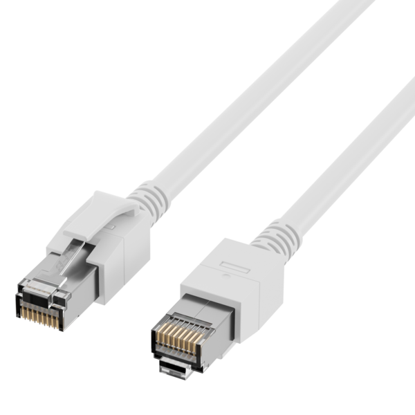 RJ45 Patchkabel Cat.6A S/FTP FRNC, VC LED weiß 7,5m