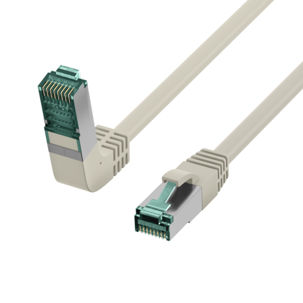 RJ45 Patchkabel Cat.6A S/FTP LSZH -- 1x90° grau 0,5m