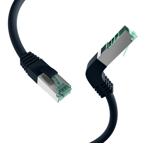 RJ45 Patchkabel Cat.6A S/FTP LSZH -- 1x90° schwarz 0,25m