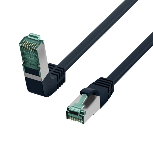 RJ45 Patchkabel Cat.6A S/FTP LSZH -- 1x90° schwarz 0,25m