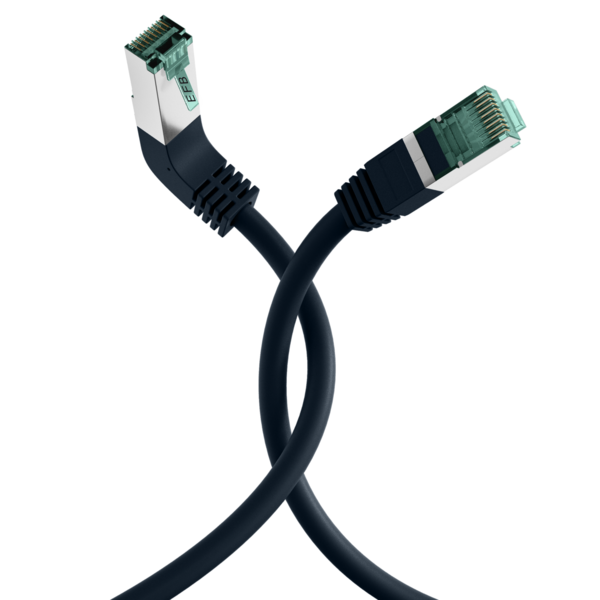 RJ45 Patchkabel Cat.6A S/FTP LSZH -- 1x90° schwarz 0,25m