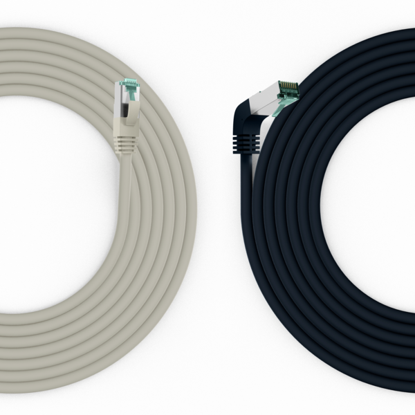 RJ45 Patchkabel Cat.6A S/FTP LSZH -- 1x90° schwarz 0,25m