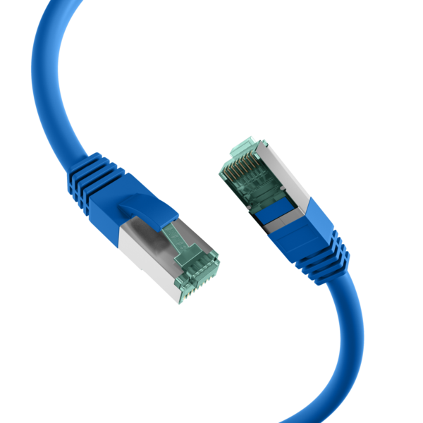 RJ45 Patchkabel Cat.6A S/FTP LSZH -- blau 0,15m
