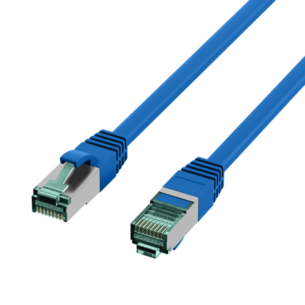 RJ45 Patchkabel Cat.6A S/FTP LSZH -- blau 0,15m