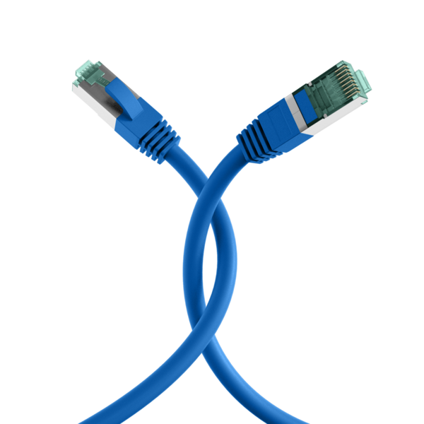 RJ45 Patchkabel Cat.6A S/FTP LSZH -- blau 0,15m