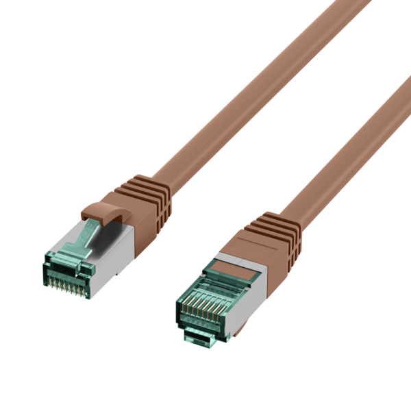 RJ45 Patchkabel Cat.6A S/FTP LSZH -- braun 0,15m