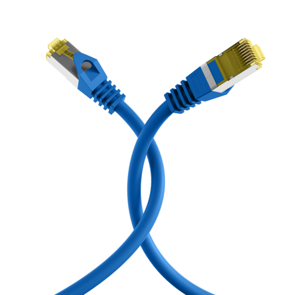 RJ45 Patchkabel Cat.6A S/FTP LSZH -- Cat.7 Rohkabel blau 30m
