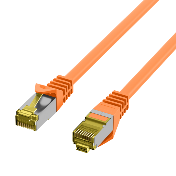 RJ45 Patchkabel Cat.6A S/FTP LSZH -- Cat.7 Rohkabel orange 0,15m