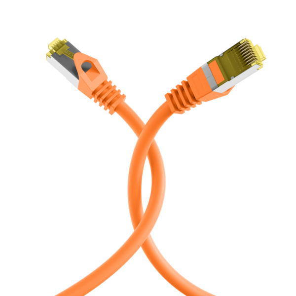 RJ45 Patchkabel Cat.6A S/FTP LSZH -- Cat.7 Rohkabel orange 0,15m