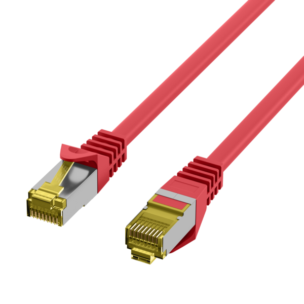 RJ45 Patchkabel Cat.6A S/FTP LSZH -- Cat.7 Rohkabel rot 15m