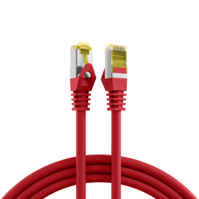 RJ45 Patchkabel Cat.6A S/FTP LSZH -- Cat.7 Rohkabel rot 1m