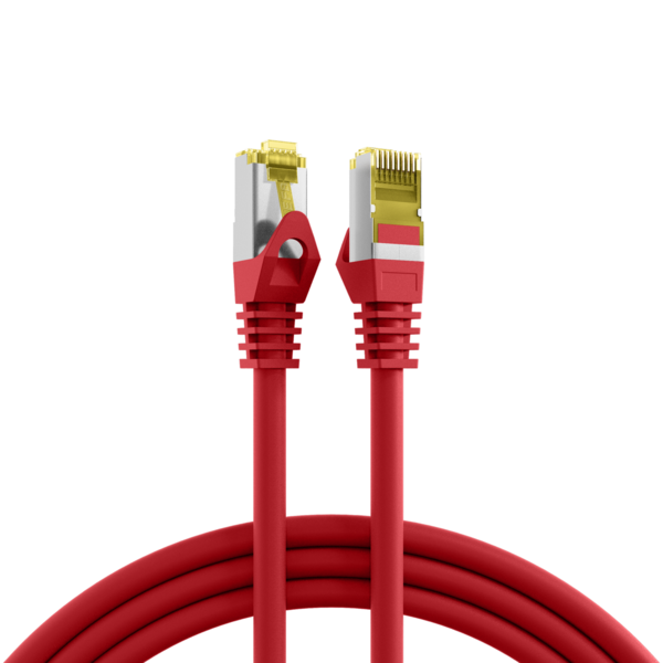RJ45 Patchkabel Cat.6A S/FTP LSZH -- Cat.7 Rohkabel rot 30m