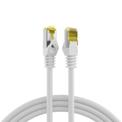 RJ45 Patchkabel Cat.6A S/FTP LSZH -- Cat.7 Rohkabel weiß 1m