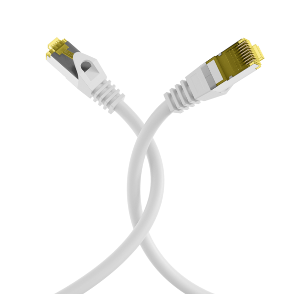 RJ45 Patchkabel Cat.6A S/FTP LSZH -- Cat.7 Rohkabel weiß 1m
