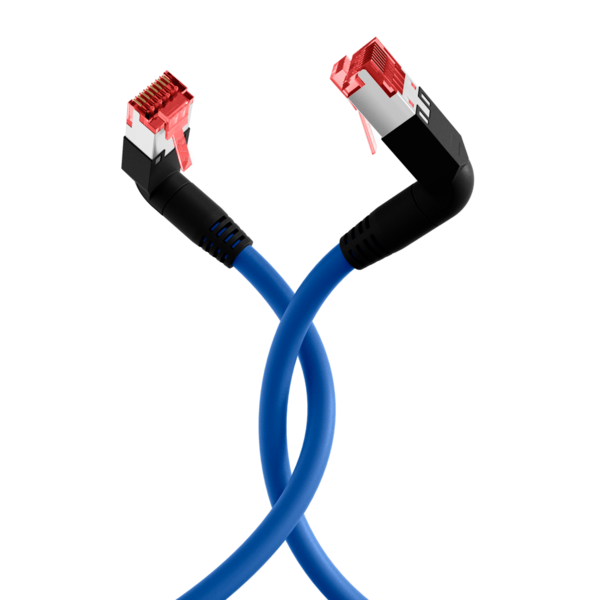 RJ45 Patchkabel Cat.6A S/FTP LSZH -- Draka UC900 TM21 2x90° blau 3m