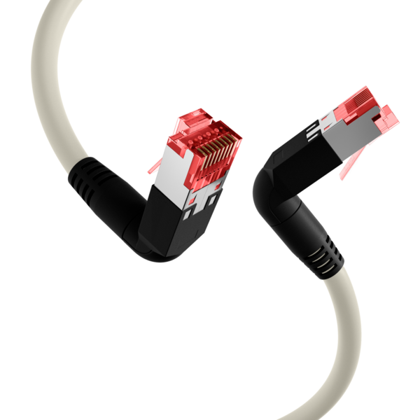 RJ45 Patchkabel Cat.6A S/FTP LSZH -- Draka UC900 TM21 2x90° grau 0,5m