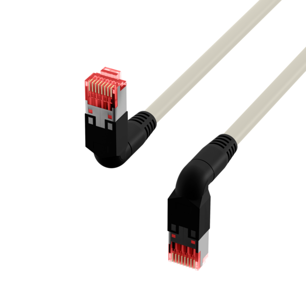 RJ45 Patchkabel Cat.6A S/FTP LSZH -- Draka UC900 TM21 2x90° grau 10m