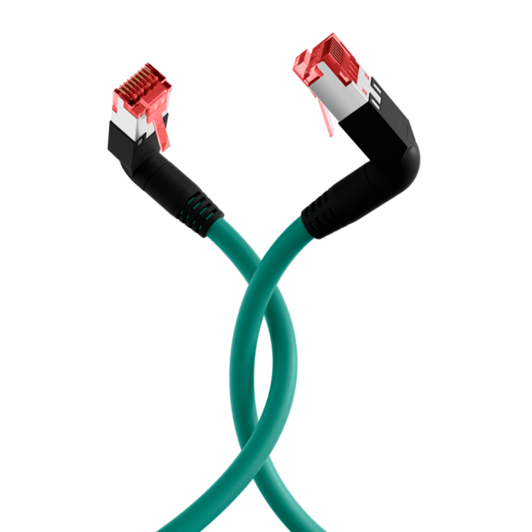 RJ45 Patchkabel Cat.6A S/FTP LSZH -- Draka UC900 TM21 2x90° grün 1,5m
