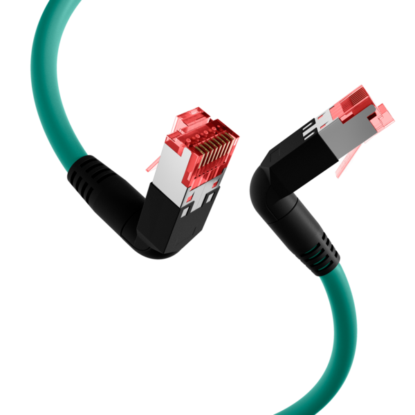 RJ45 Patchkabel Cat.6A S/FTP LSZH -- Draka UC900 TM21 2x90° grün 3m