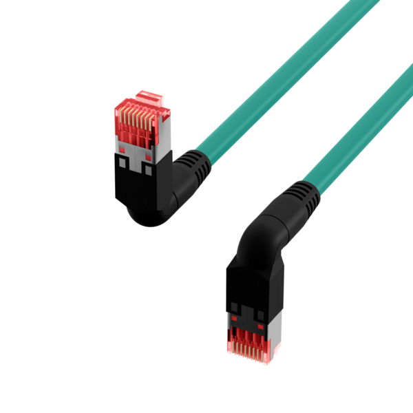 RJ45 Patchkabel Cat.6A S/FTP LSZH -- Draka UC900 TM21 2x90° grün 3m
