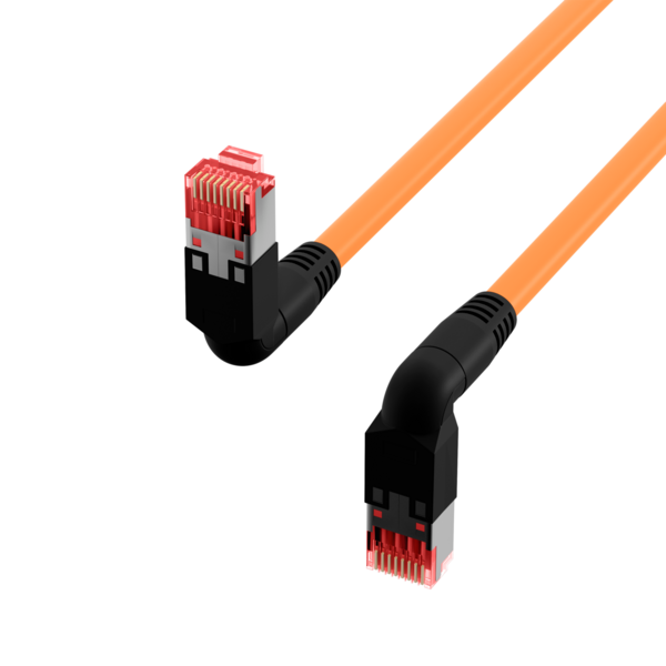 RJ45 Patchkabel Cat.6A S/FTP LSZH -- Draka UC900 TM21 2x90° orange 1m