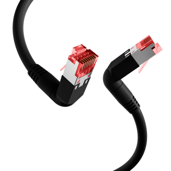 RJ45 Patchkabel Cat.6A S/FTP LSZH -- Draka UC900 TM21 2x90° schwarz 10m