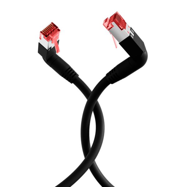 RJ45 Patchkabel Cat.6A S/FTP LSZH -- Draka UC900 TM21 2x90° schwarz 10m