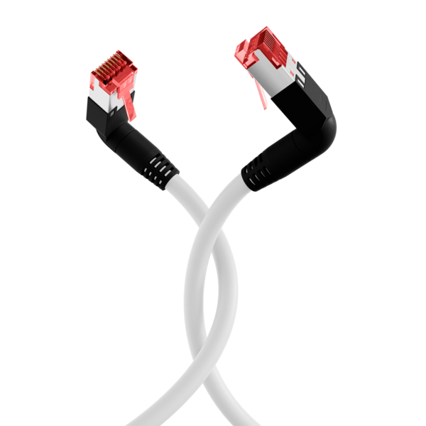 RJ45 Patchkabel Cat.6A S/FTP LSZH -- Draka UC900 TM21 2x90° weiß 3m