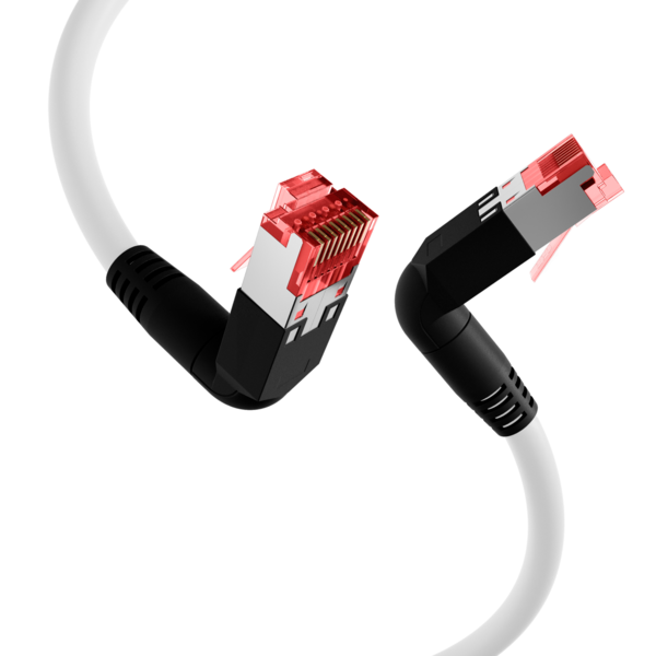 RJ45 Patchkabel Cat.6A S/FTP LSZH -- Draka UC900 TM21 2x90° weiß 7,5m