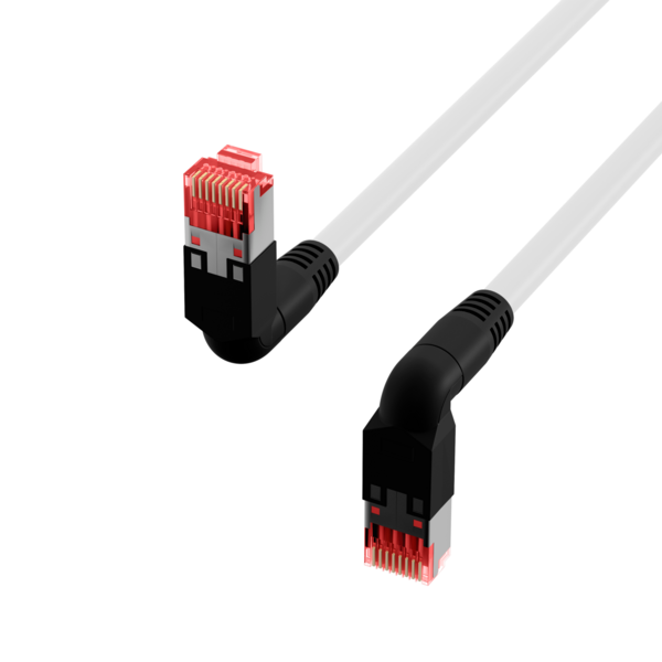 RJ45 Patchkabel Cat.6A S/FTP LSZH -- Draka UC900 TM21 2x90° weiß 7,5m