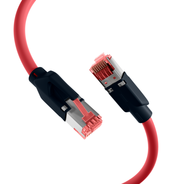 RJ45 Patchkabel Cat.6A S/FTP PUR, Draka UC900 TM21 rot 0,25m