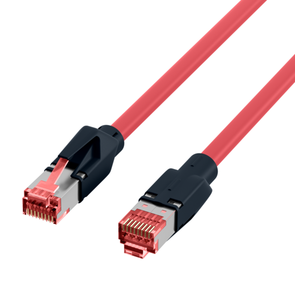 RJ45 Patchkabel Cat.6A S/FTP PUR, Draka UC900 TM21 rot 0,25m