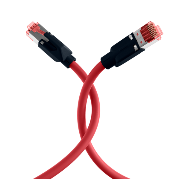 RJ45 Patchkabel Cat.6A S/FTP PUR, Draka UC900 TM21 rot 0,25m