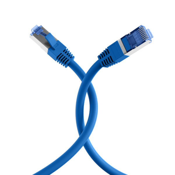 RJ45 Patchkabel Cat.6A S/FTP TPE -- Cat.7 Rohkabel superflex blau 0,5m