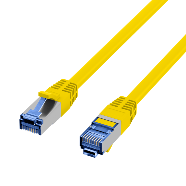 RJ45 Patchkabel Cat.6A S/FTP TPE -- Cat.7 Rohkabel superflex gelb 0,25m