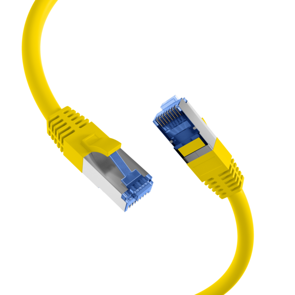 RJ45 Patchkabel Cat.6A S/FTP TPE -- Cat.7 Rohkabel superflex gelb 1m