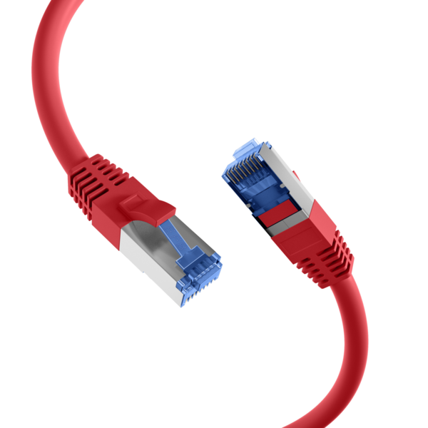 RJ45 Patchkabel Cat.6A S/FTP TPE -- Cat.7 Rohkabel superflex rot 1m