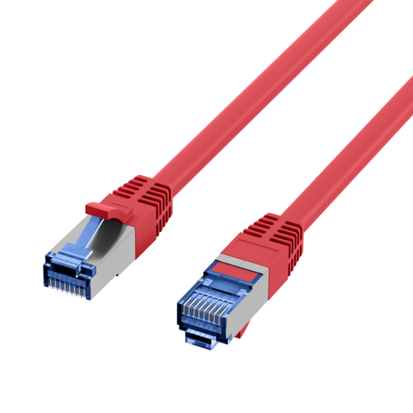 RJ45 Patchkabel Cat.6A S/FTP TPE -- Cat.7 Rohkabel superflex rot 2m