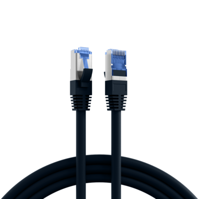 RJ45 Patchkabel Cat.6A S/FTP TPE -- Cat.7 Rohkabel superflex schwarz 0,5m