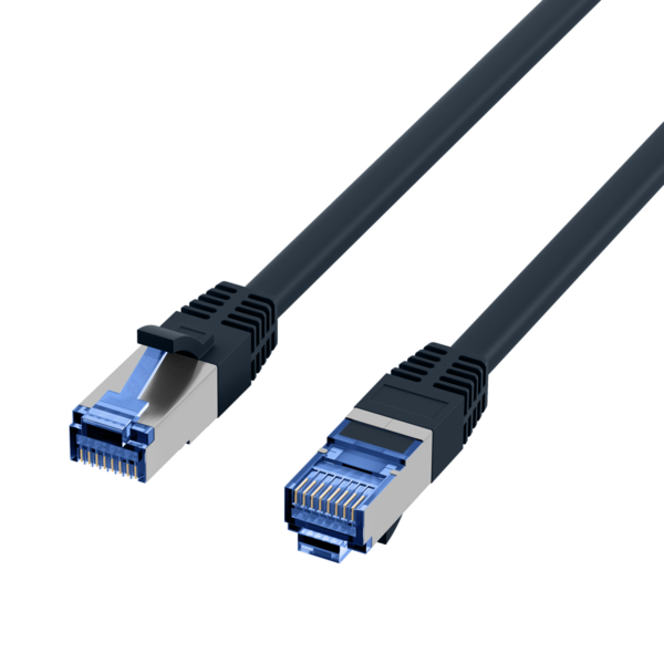 RJ45 Patchkabel Cat.6A S/FTP TPE -- Cat.7 Rohkabel superflex schwarz 3m
